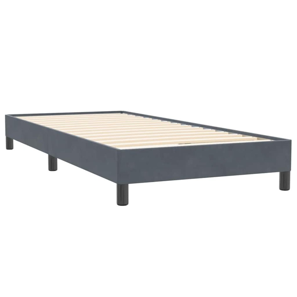 Cama box spring sin colchón gris oscuro terciopelo 90x220