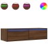 Mueble de TV con luces LED roble marrón 100X35,5x25