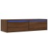 Mueble de TV con luces LED roble marrón 100X35,5x25