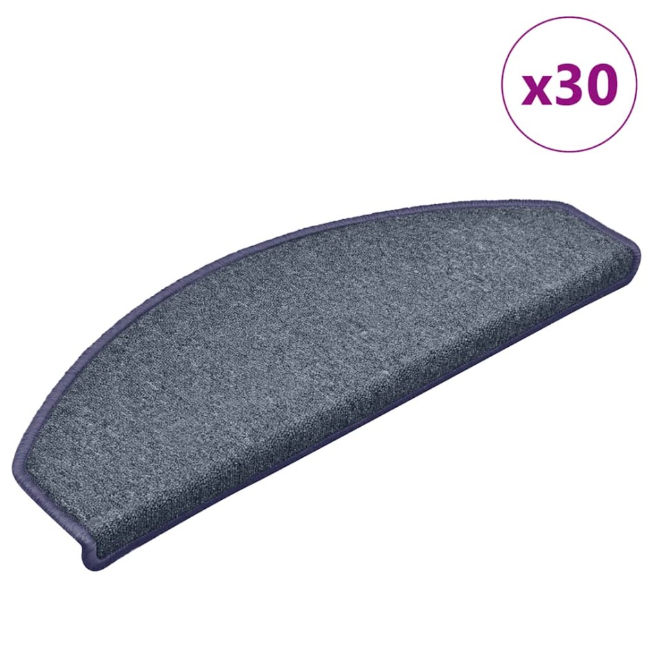 Alfombrilla escalera 30 uds gris oscuro y azul 65x24x4