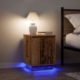 Mesillas de noche con luces LED 2 uds madera vieja 38x34x50
