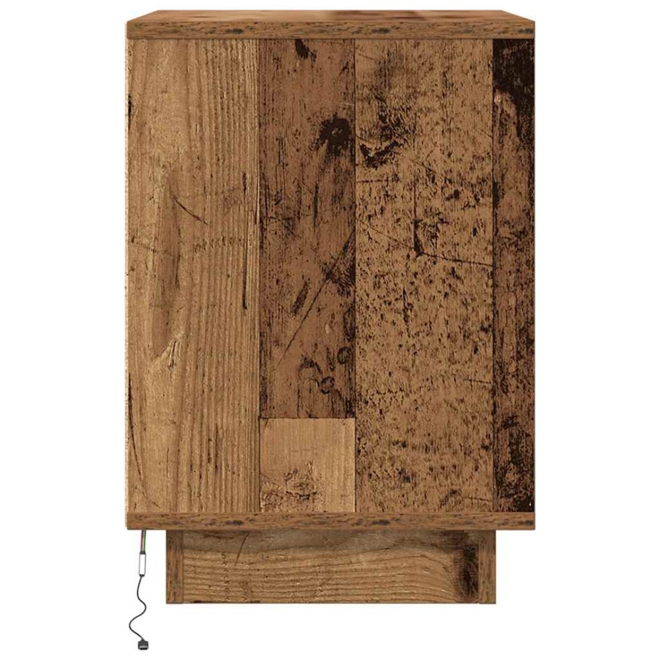 Mesillas de noche con luces LED 2 uds madera vieja 38x34x50