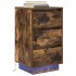 Mesilla de noche con luces LED roble ahumado 38x34x65