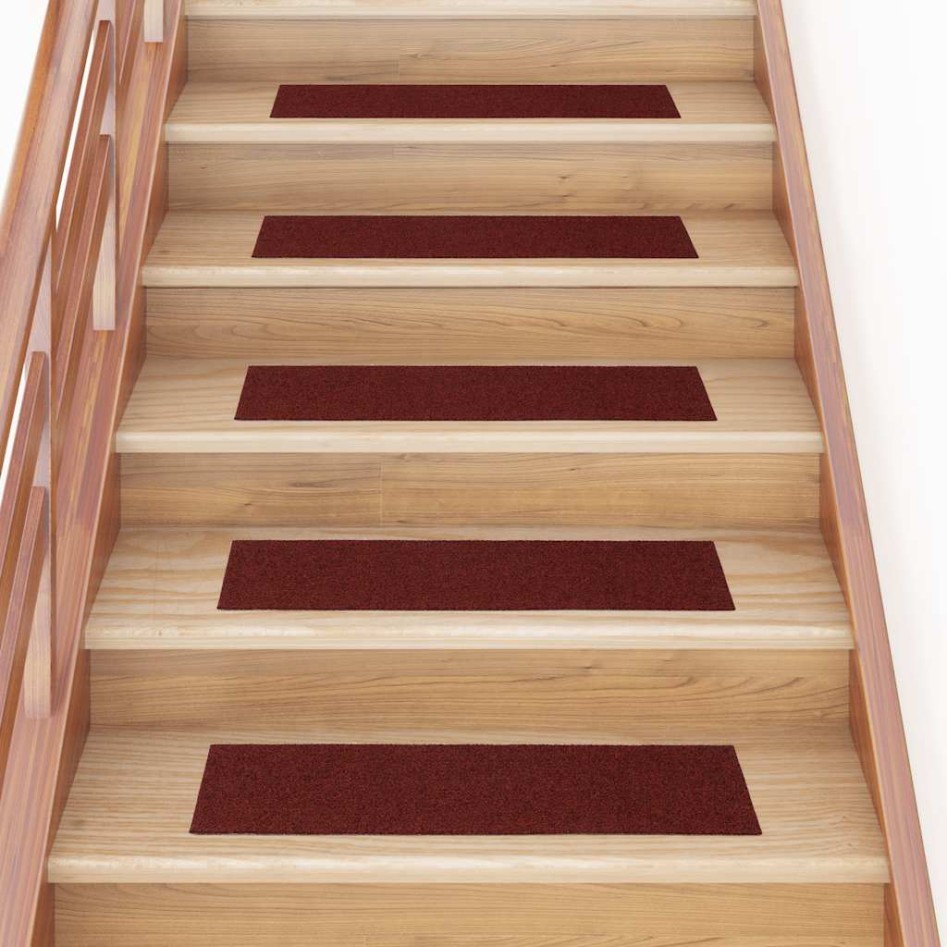 Alfombrillas escaleras autoadhesivas 30uds rojas 76x20