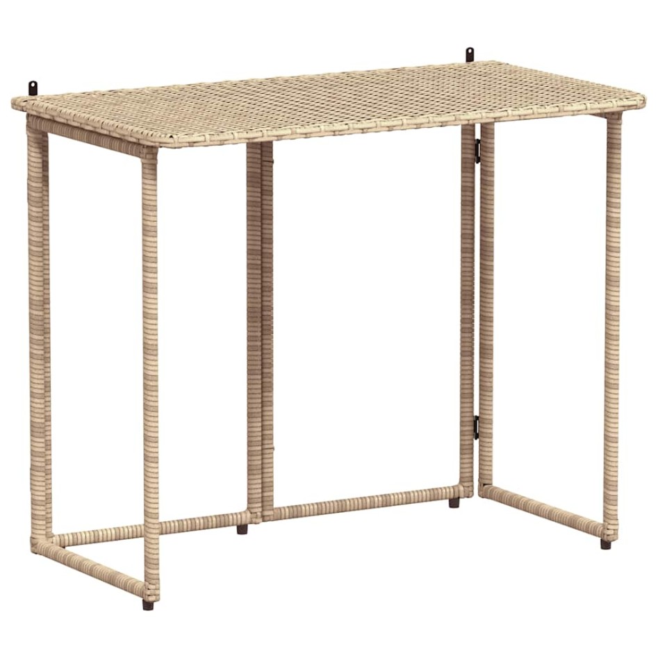 Mesa de jardín plegable ratán sintético beige 90x51x75