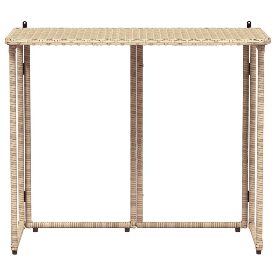 Mesa de jardín plegable ratán sintético beige 90x51x75