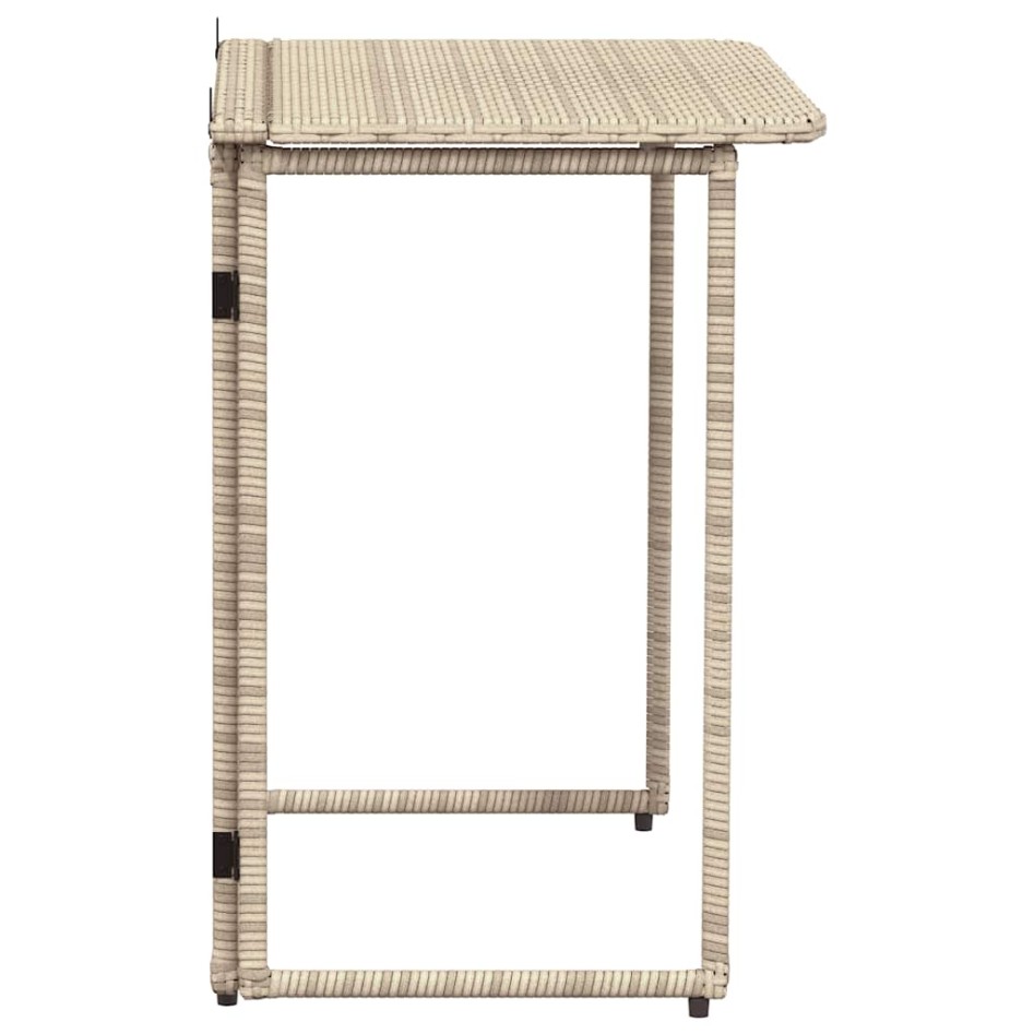 Mesa de jardín plegable ratán sintético beige 90x51x75