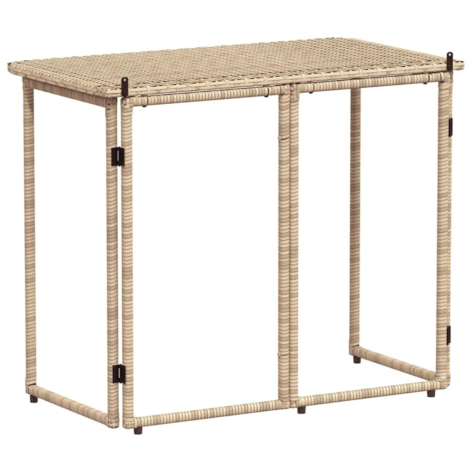 Mesa de jardín plegable ratán sintético beige 90x51x75