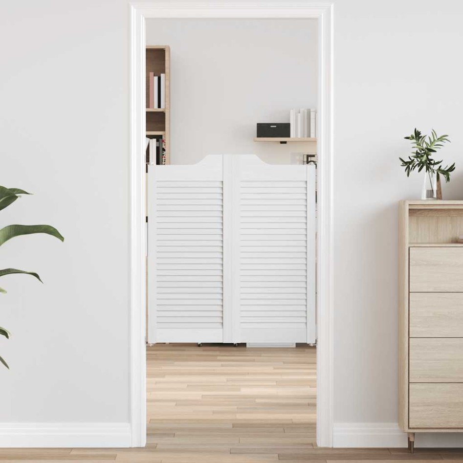 Puertas batientes diseño de lamas 1 par blanco 90x80