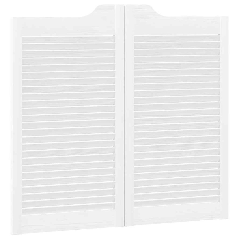 Puertas batientes diseño de lamas 1 par blanco 90x80