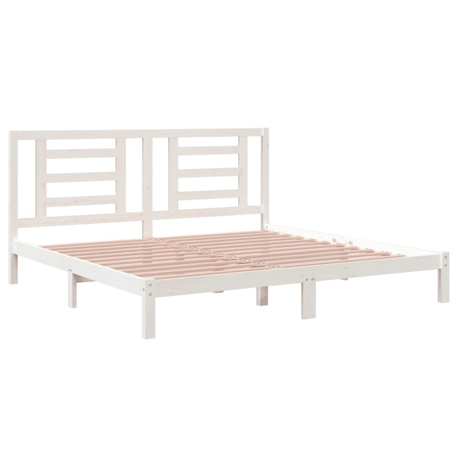 Estructura de cama madera maciza de pino blanco 200x200