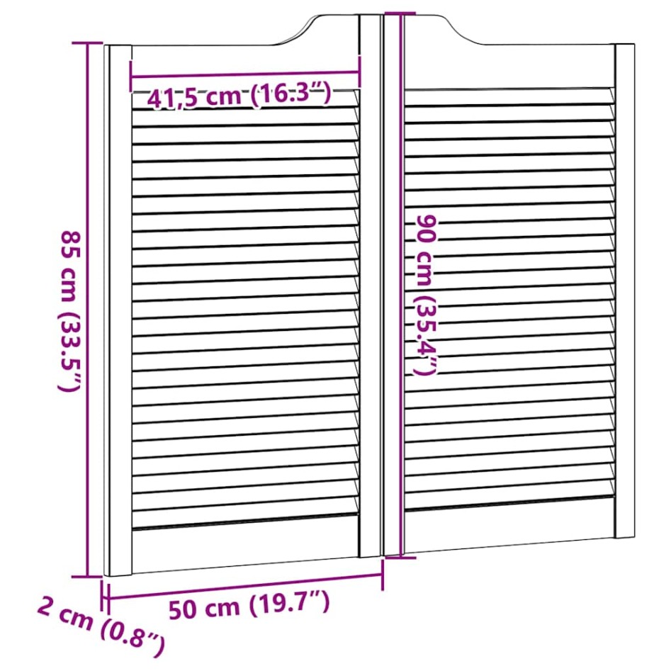 Puertas batientes diseño de lamas 2 par 90x100cm madera