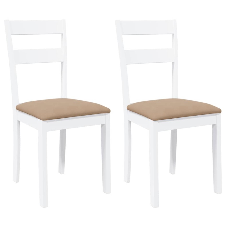 Sillas de comedor con cojines 2uds madera maciza blanco