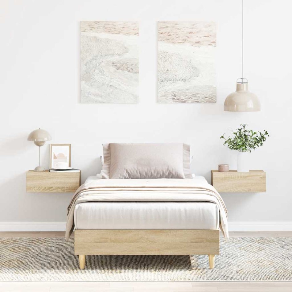 Estructura de cama sin colchón madera roble Sonoma 75x190