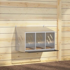 Nido para gallinas con 3 compartimentos plateado