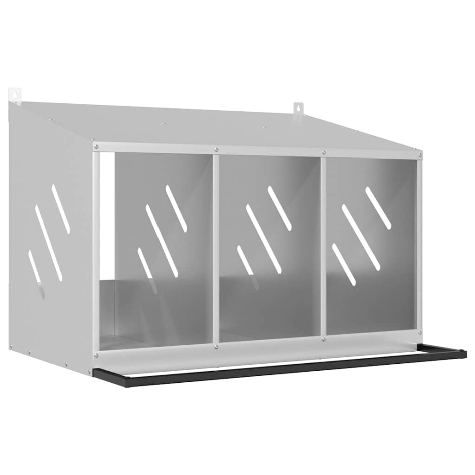 Nido para gallinas con 3 compartimentos plateado