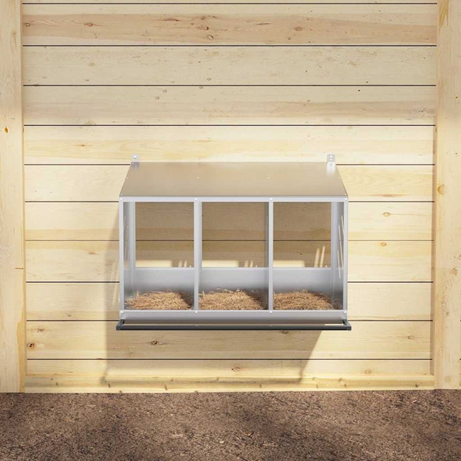 Nido para gallinas con 3 compartimentos plateado