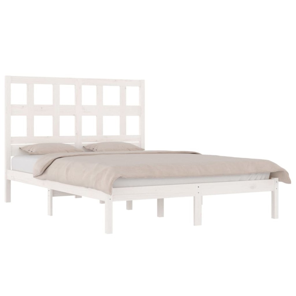 Estructura de cama de madera maciza de pino blanca 140x200