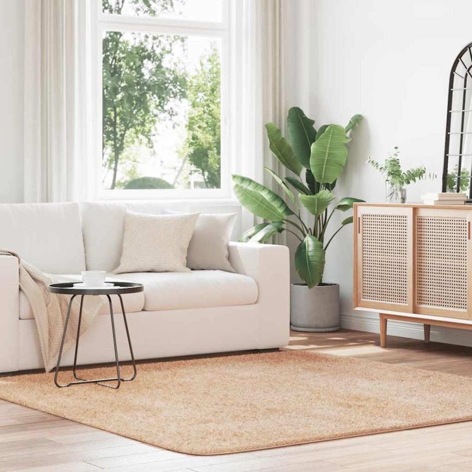 Alfombra peluda de pelo largo NAVARRA beige 200x200cm