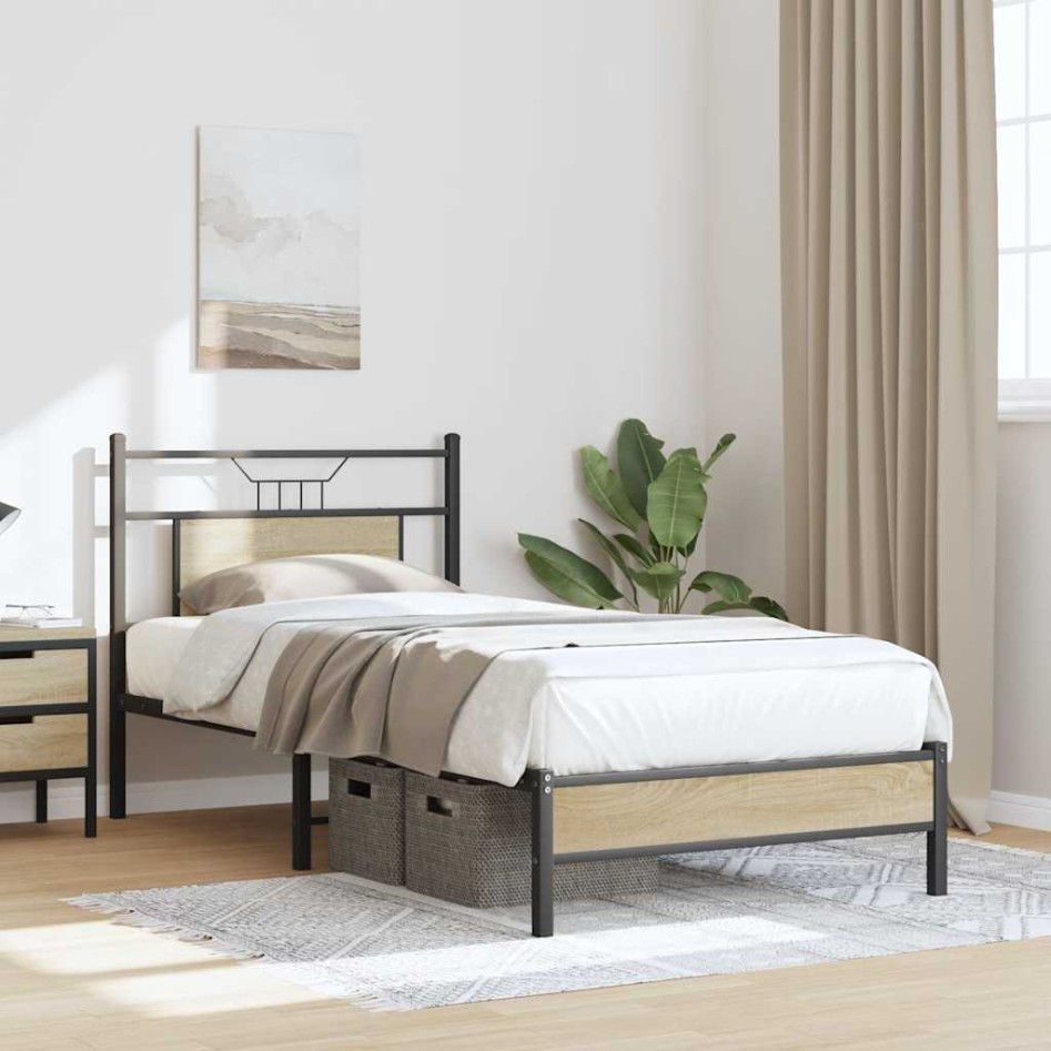 Estructura de cama sin colchón madera roble Sonoma 80x200