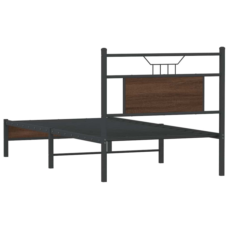 Estructura de cama sin colchón madera marrón roble 80x200