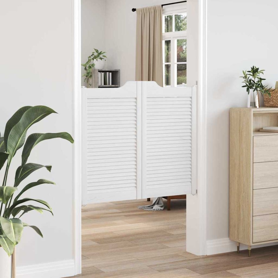 Puertas batientes diseño de lamas 1 par blanco 90x100