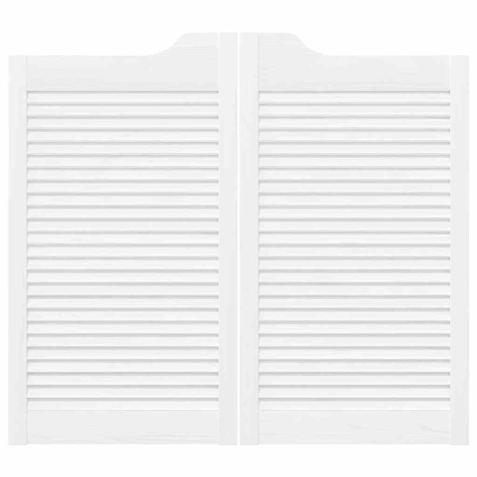 Puertas batientes diseño de lamas 1 par blanco 90x100