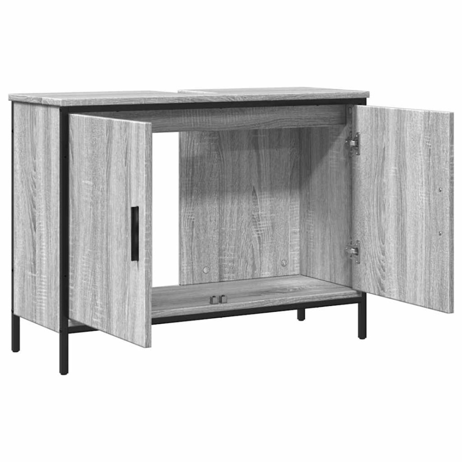 Armario lavabo baño madera ingeniería gris Sonoma 80x30x60