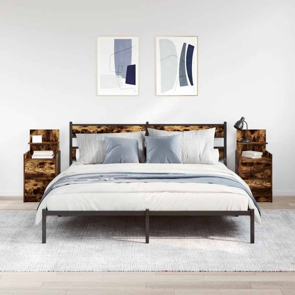 Mesillas de noche con 2 cajones 2 uds roble ahumado 38x34x80