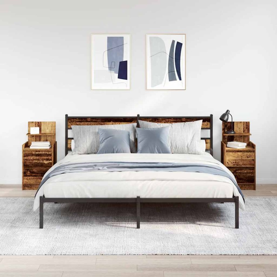 Mesillas de noche con 2 cajones 2 uds madera vieja 38x34x80