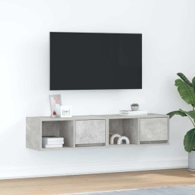 Muebles de TV 2uds madera ingeniería gris hormigón