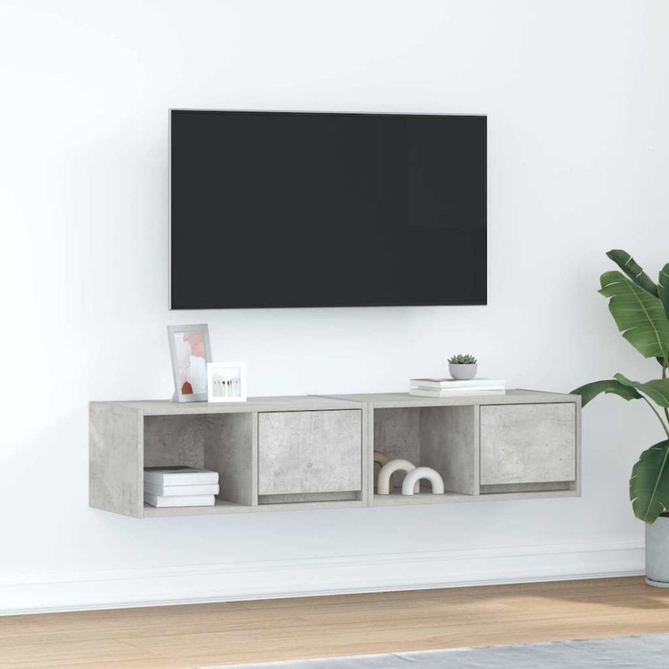 Muebles de TV 2uds madera ingeniería gris hormigón
