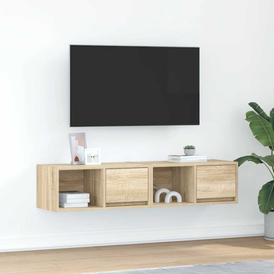 Muebles de TV 2 uds madera ingeniería roble Sonoma