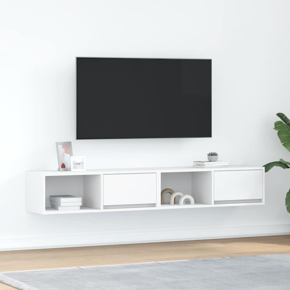 Muebles de TV 2 uds Blanco 80x31x25,5 cm Madera de