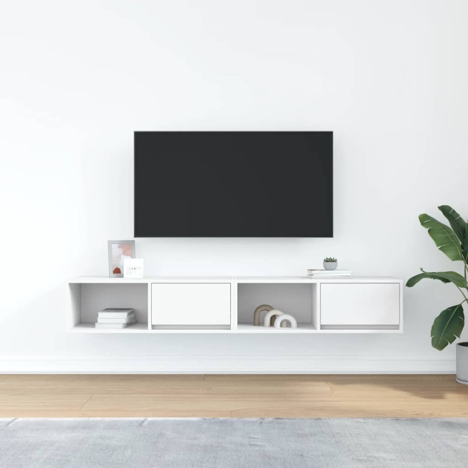 Muebles de TV 2 uds Blanco 80x31x25,5 cm Madera de