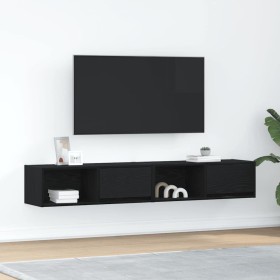 Muebles de TV 2 uds Roble Negro 80x31x25,5 cm Madera