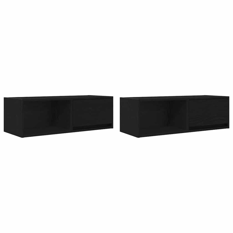 Muebles de TV 2 uds Roble Negro 80x31x25,5 cm Madera