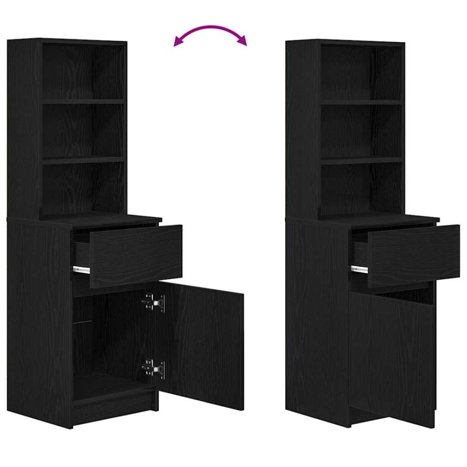 Mesilla de noche de madera de ingeniería negra 39x35x125