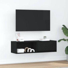 Mueble de TV de madera de roble negro 100x31x25,5