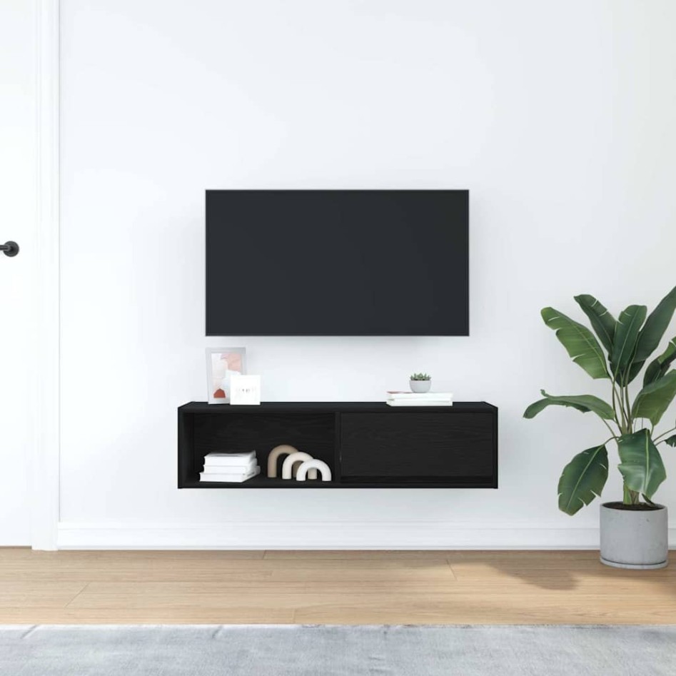 Mueble de TV de madera de roble negro 100x31x25,5