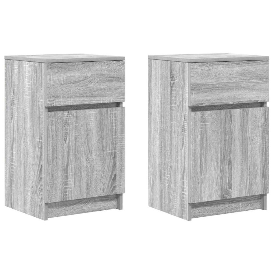 Mesitas de noche 2 uds madera contrachapada gris 39x35x65