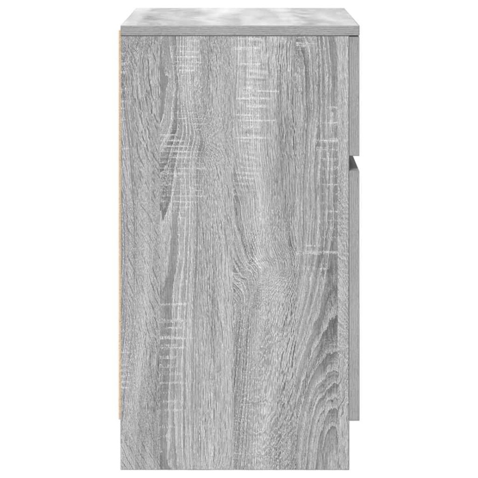 Mesitas de noche 2 uds madera contrachapada gris 39x35x65