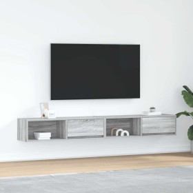 Muebles de TV 2 uds madera ingeniería gris Sonoma