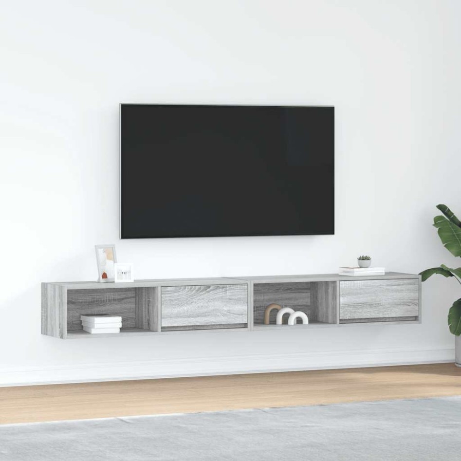 Muebles de TV 2 uds madera ingeniería gris Sonoma