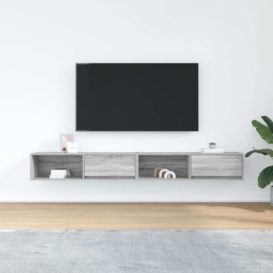 Muebles de TV 2 uds madera ingeniería gris Sonoma
