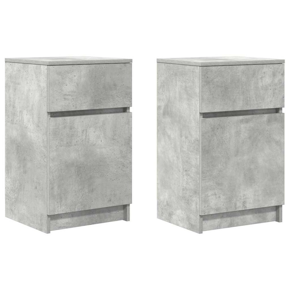 Mesitas de noche 2 uds madera contrachapada gris 39x35x65