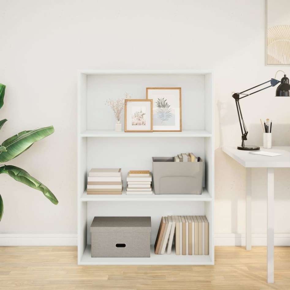 Estantería de madera de ingeniería blanca 80x30x114