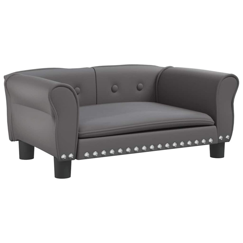 Cama para perros de cuero sintético gris 70x45x30