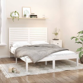 Estructura de cama madera maciza blanca 120x200