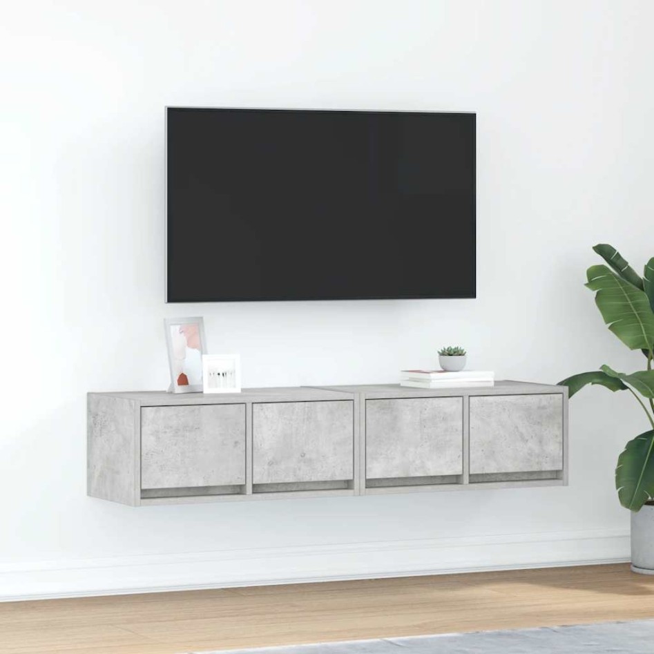 Muebles de TV 2uds madera ingeniería gris hormigón